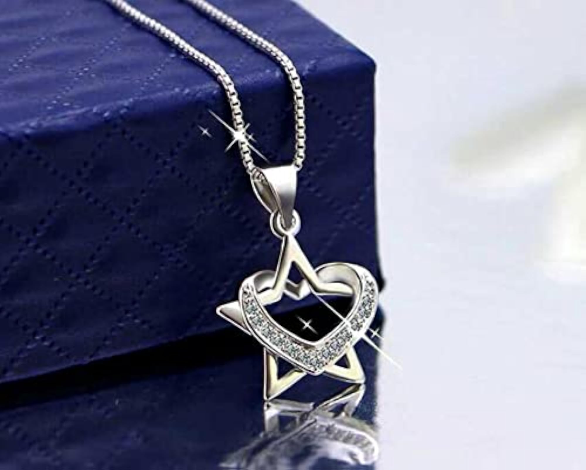 Heart & Star Zirconia Pendant Necklace