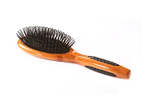 Bass Brushes | Style & Detangle Hair BrushÂ Â | Â Professional Grade Nylon Pin Â | Â Pure Bamboo Handle Â | Â Large Oval | Â Dark Finish | Jet Black Cushion Â | Â Model 22 - DB - JTB
