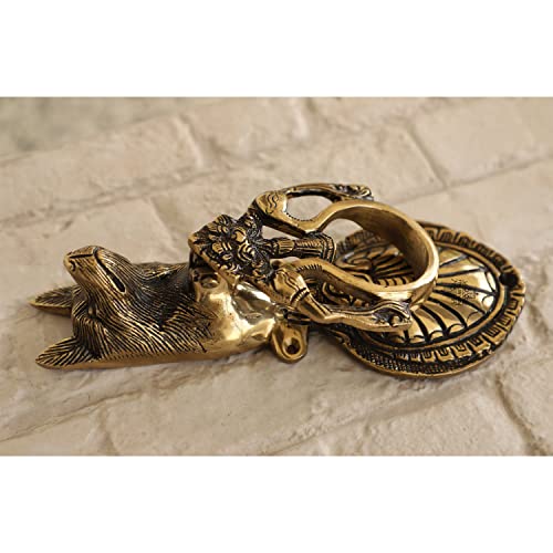 Indian Art Villa Pure Brass Door Knocker With Dog Design, Decor Item For Home, Hotel & Restaurants, Height - 9 Inches #TOP2