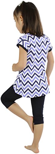 Image of ToBeInStyle Girl's 2 Piece Outfit Top & Leggings Set Casual Graphic Shirt Capri Pants