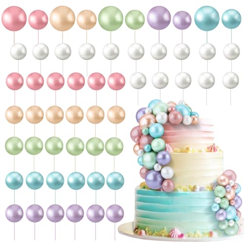 Tondiamo 108 Pcs Ball Cake Toppers, 5 Sizes for Cake Decorating, 39, A