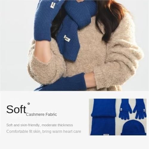 Ensemble écharpe bonnet et gants tricotés doublés chauds et doux - 5