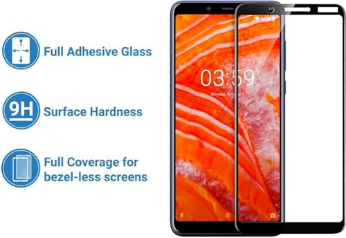 Image of DD SON Tempered Glass Screen Protector Compatible for Nokia 3.1 Plus HD Glass with Edge to Edge Coverage and Easy Installation kit,Black