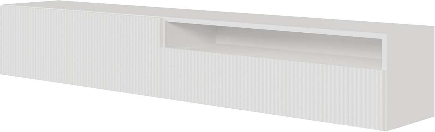 Veldio hängendes TV-Sideboard, 175 cm, Weiß, mit offenem Fach