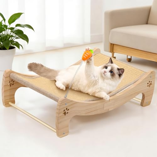 Rascador cama para gatos 3 en 1 con juguete zanahoria miniatura 1