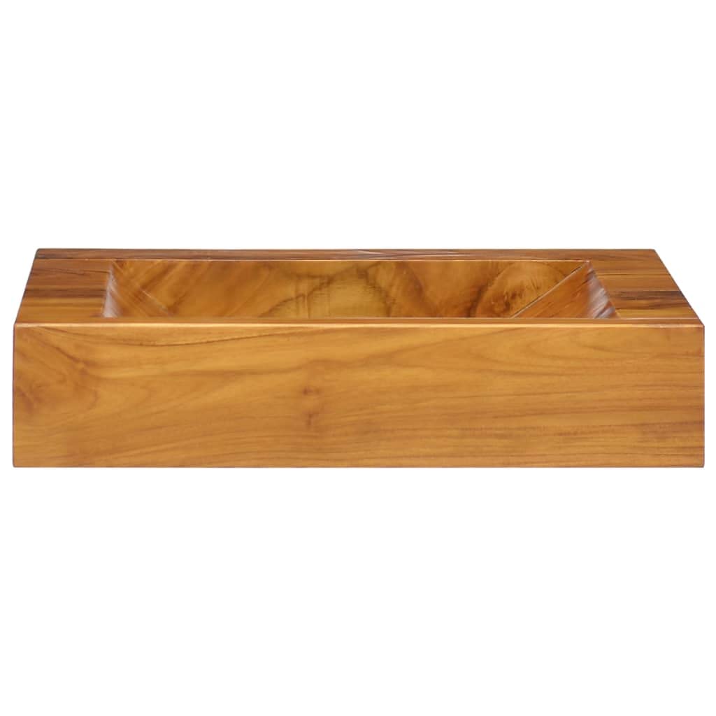 Umywalka z litego drewna tekowego 50 x 35 x 10 cm z otworem odpływowym