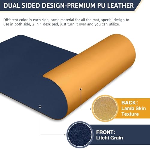 Image of OIVO INDIA PU Vegan Leather Mouse Pad, Non-Slip, Anti-Skid, Reversible use, Single Color, Splash-Proof Suitable for Gaming, Computer, Laptop, Home & Office (60cm X 30cm Blue Yellow)