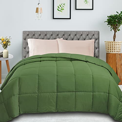 Superior Classic All-Season Reversible Comforter, Comfy, Fluffy, Cozy, Decorative, Duvet Insert, Plush, Oversized Bedding Essential, Box Quilt Design, 4 Corner Loops, Twin XL, Terrace Green by SUPERIOR - Image 2