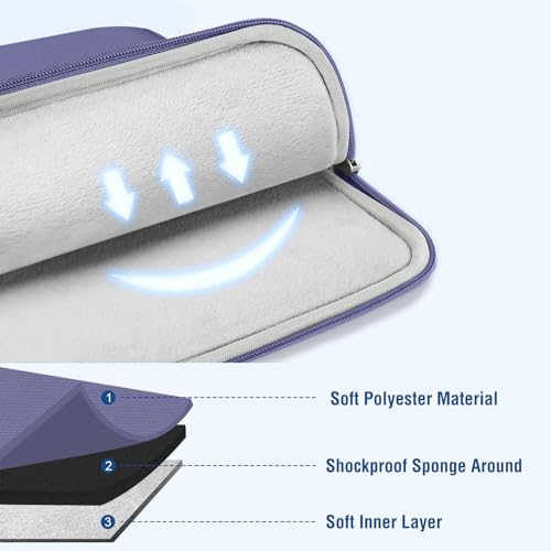 Image of MOSISO Laptop Case 15 inch, 15 inch Laptop Sleeve Compatible with MacBook Air 15 M4 A3241 M3 A3114 M2 A2941 2025 2024 2023,Dell XPS 15,Polyester Vertical Computer Sleeve Bag with Pocket, Lavender Gray
