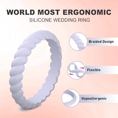 Image of Egnaro Women's Silicone Anniversary Rings, 2.5mm Wide 1.8mm Thick Stackable Rubber Wedding Band, Thin Stylish Comfort Fit Silicone Ring for Nurse, Workout, Work, Pregnancy, Travel, Daily Gift