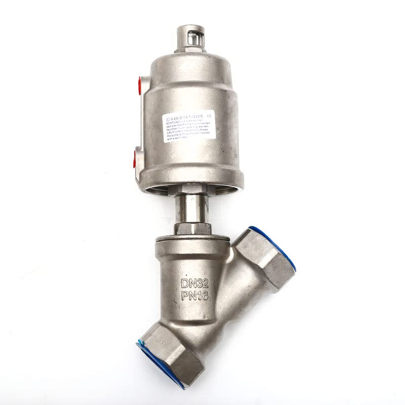 Vanne pneumatique à siège incliné DN32 taraudée inox double acting type Y pour fluide