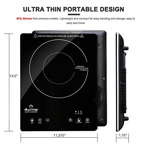 Duxtop Ultra Thin Full Glass Top Portable Sensor Touch Induction Cooktop Countertop Burner, 1500W
