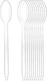 Cornucopia Plastic Ice Cream Spoons Long-Handled (100-Pack); Bulk Clear Disposable Soda and Sundae Spoons with Long Handles