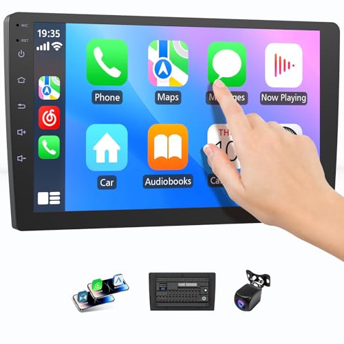 Image of Haudio Wireless Double Din Car Stereo with Bluetooth, Wireless CarPlay and Android Auto, Backup Camera, GPS Navigation, Free APK Download and Deletion, FM, Voice Control, Mirror Link (9 inch-4G+64G)