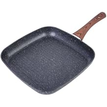 Nonstick 11" Square Grill Pan for Steak, Granite Coating for Gas Induction All Stovetops Compatible 11 X 11 X 1.7 inch
