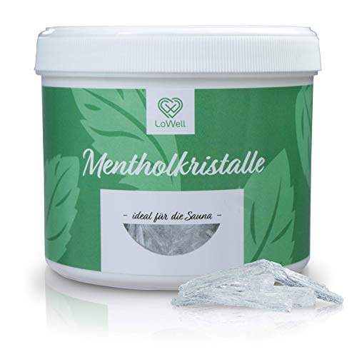 LoWell� - Cristales de mentol de 200g en bote reutilizable - Cristales de mentol premium para sauna - Cristales para sauna de menta