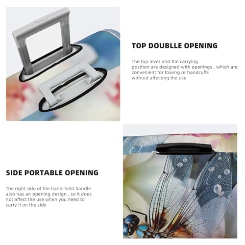 Elastic Travel Luggage Cover for Suitcase Tsa Approved Stretch Scratch-Resistant Suitcase Protector Cover Washable Dragonfly lotus Baggage Covers Fits 18-32 Inch Luggage Case4