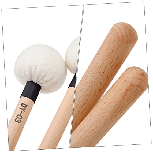 ibasenice 2 piezas Baquetas de Tambor de Fieltro con Mangos de Madera para Instrumentos de Percusión miniatura 6