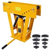LuckyNote 16 Ton Pipe Tube Bender Manual Hydraulic, Piping Bending Exhaust Tube Fabric w/8 Dies(1/2,3/4,1,1-1/4,1-1/12,2,2-1/2,3) Adjustable Rollers 90-180 Degree Bend Steel Iron Metal,yellow