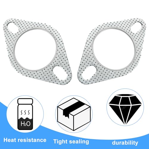 Image of 2PCS 2.5 inch Car Exhaust Gasket, 2-Bolt Manifold High Temp /High Sealing Flange Car Accessories Exhaust Converter Gasket