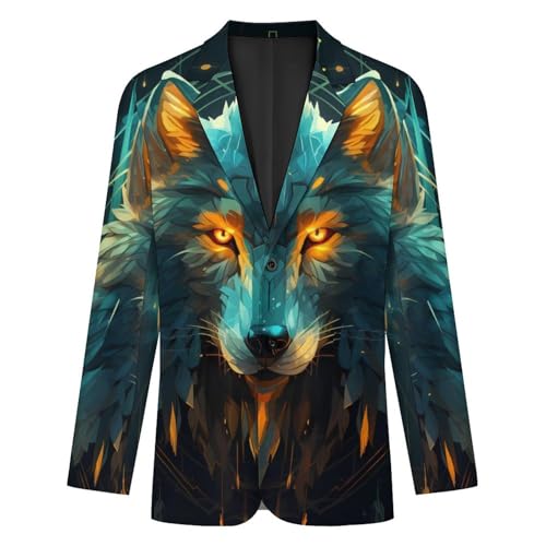 Wolf Face Head Wolf Mens Blazer Two Button Sport Coat Lightweight Suit Jacket for Travel Business Wedding4