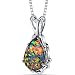 Created Black Opal Stala Pendant Necklace Sterling Silver 1.00 Carat