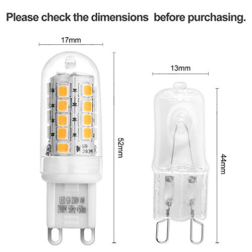 Ascher 10 X G9 4W Lampada LED Lampadina, 450