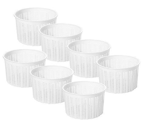 AlcoFermBrew 7 x Cheese Mould 11 x 9.5cm - Plastic Cheese Form - White - Minimalist