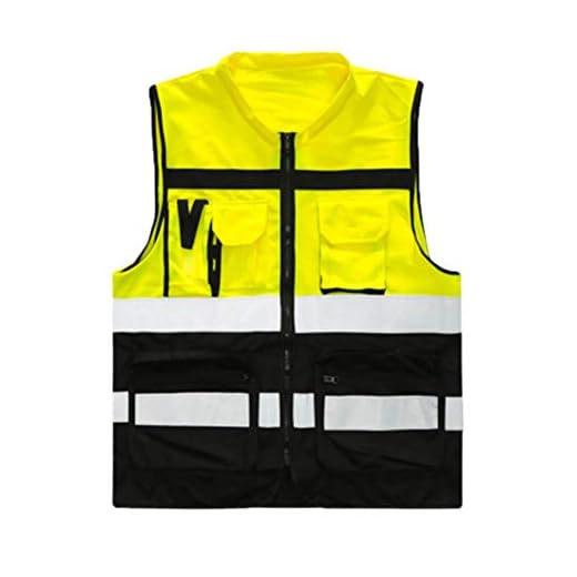 BhuoRZy Bolsillos de múltiples Clase 2 alta visibilidad frente de la cremallera de seguridad chaleco con tiras reflectantes chaleco táctico (Color : Yellow, Size : 175cm)