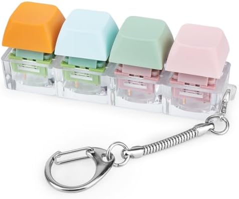 Byhoo Keyboard Fidget Toys, Quiet Fidget Toys for Relieve Stress, Fidget Keychain of 4 Colors Keyboard Clicker, Silent Fidget Keyboard for Study Room, Library and More Quietness Place
