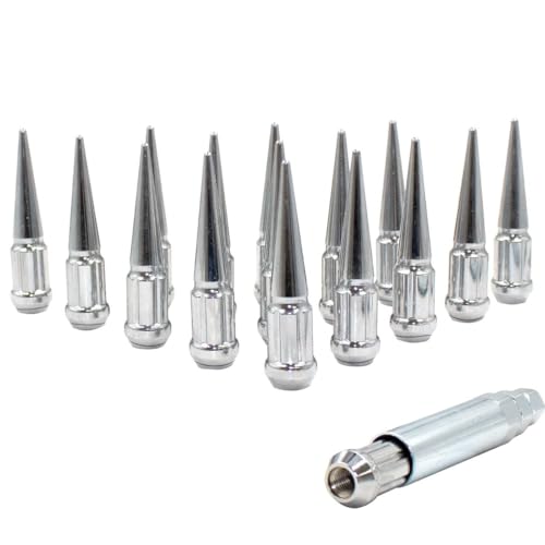 Image of Wheel Accessories Parts 20 Pcs M12 x 1.25 12 x 1.25 Thread Spike Spline 3.35 inch Long Lug Nuts Chrome Car Spline Hex Fits Nissan 370Z Sentra | Subaru BRZ Outback WRX | Toyota GR86