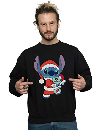 Image of Disney Men's Lilo And Stitch Stitch Christmas Sweatshirt Black XXXXX-Large