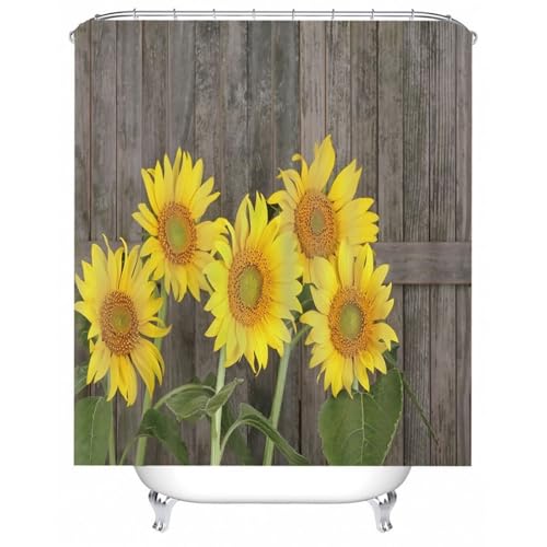 Rideau de baignoire lavable et imperméable en polyester résistant jaune marron