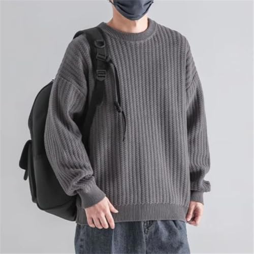 Men Winter Sweaters Warm Solid Hong Kong Style Handsome Classic Couple Baggy Versatile Harajuku Pullover Khaki XXL2