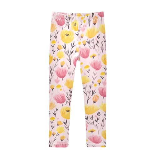 Girls' Leggings Flowers Floral Pink Yellow Kids Yoga Tights Pants 1 Pack 20852792