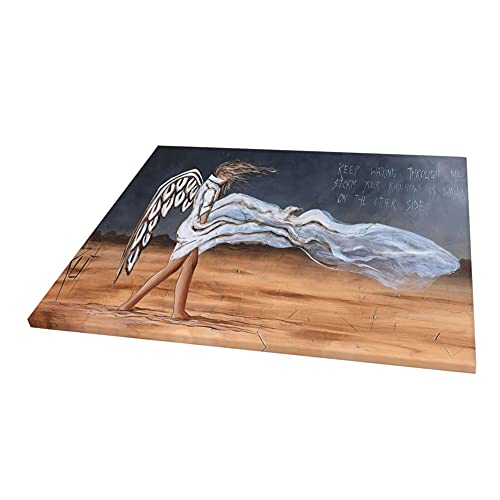 Angel Wing Abstract Canvas Print Wall Art Painting Keep Walking Through The Storm Inspirational Angel Motivational Words Wall Decor Wall Painting Ready To Hang(20X24 Inch). #TOP3
