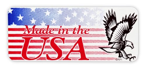 ChromaLabel 1" x 2-1/4" 1 x 2.25 Inch Made in USA Stickers, 500 Labels/Dispenser Box, US Flag, Imprinted: Made in The USA