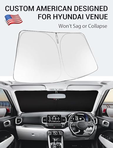 Image of Proadsy Windshield Sun Shade Custom Fit 2020-2023 2024 2025 2026 Hyundai Venue Foldable Front Sunshade Protector Sun Visor Blocks UV Rays Keep Car Cooler