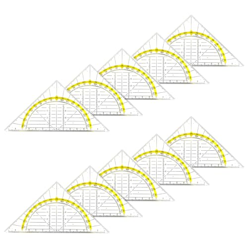 10pcs 180度のクリアセット正方形分度器ジオメトリドラフト角