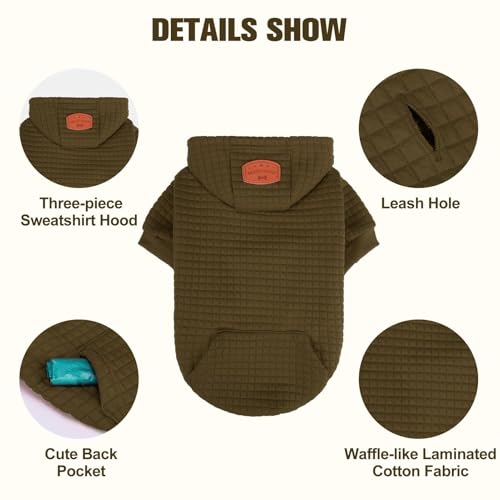 Image of BEAUTYZOO Dog Hoodies Sweater for Medium Dogs, Waffle‑Like Laminated Coat | Warm Dog Sweatshirt with Pocket & Leash Hole, Pullover Clothes for Girl Boy Dogs, Stretchy & Easy‑On‑Off, Bulldogs Pitbulls