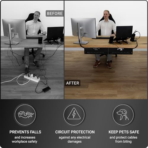 image for Ultimate Setup Under Desk Cable Management Tray no Drill – Wire Mana