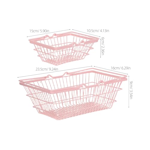 Panier à provisions en métal rose double bac de rangement