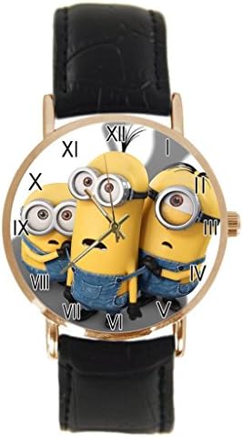 Minions Movie Custom 100% NEW genuine leather Band fashion adult's Sport wrist watch