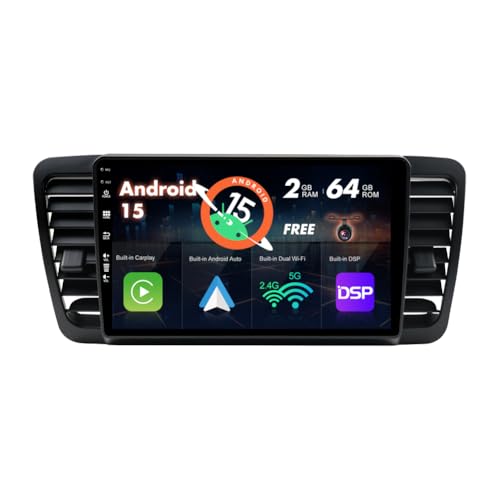 SXAUTO 9 Pouce Autoradio pour Subaru Legacy Outback (2003-2009) GPS Navigation - sans Fil Carplay Android Auto - Caméra arrière - Android 15-2 Din - Dab...