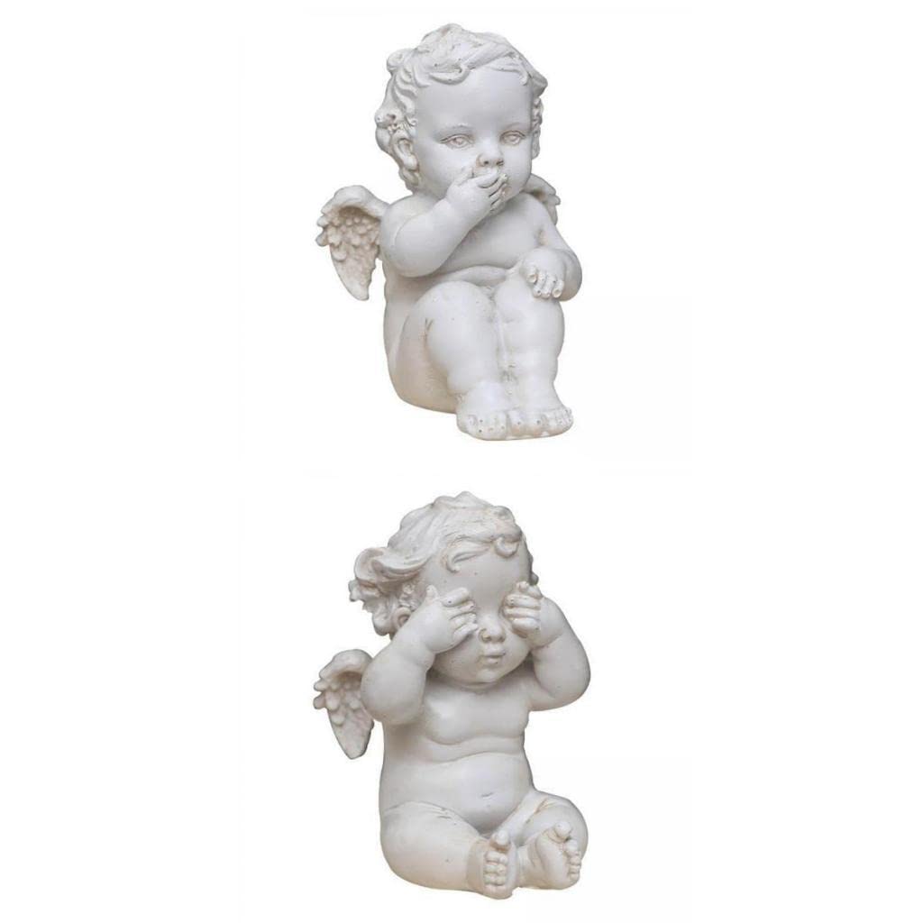 Ornament Art Sculpture Statue Antiques Collectables, 2X Adorable Estatua de ángel de querubín en Miniatura y decoración de la Mesa de estantes al Aire Libre
