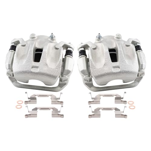 Image of TRQ Front Driver and Passenger Side Brake Caliper Set Caliper Brackets Compatible with 03-07 Nissan Murano