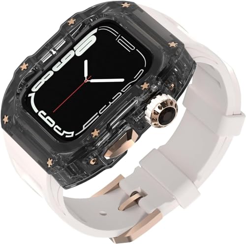 Bracelet montre caoutchouc transparent 45mm 44mm pour Apple Watch 9 8 7 SE