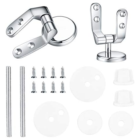 Toilet Seat Hinges Replacement, Chrome Finished Toilet Seat Hinge Fixings, Toilet Seat Hardware for Most Toilet Seats(2 Pcs) Cover