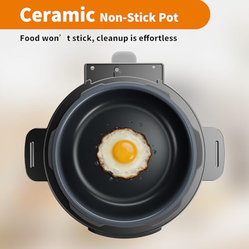 Image of 6Qt Electric Pressure Cooker, 9-in-1 Programmable with IMD Touchscreen, Rice Cooker, Slow Cook, Steam, Saute, Warmer, 24H Delay Start, Non-Stick Ceramic Pot, 1000W, Silver