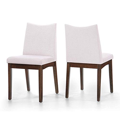 Christopher Knight Home Dimitri Fabric with Walnut Finish Dining Chairs, 2-Pcs Set, Light